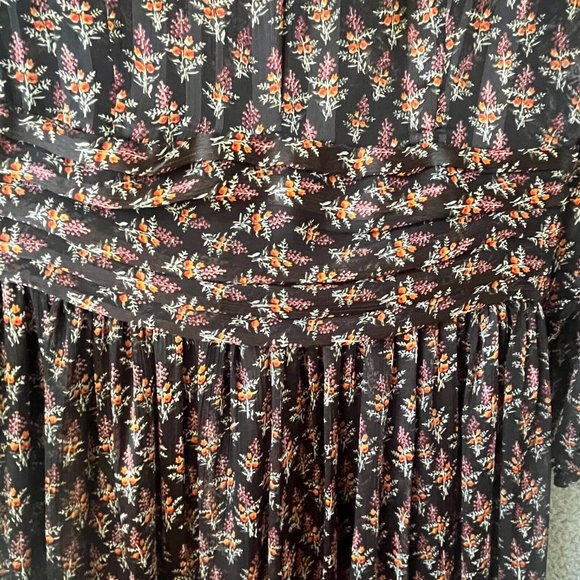 Zara Midi Dress Black SZ XL V-neck Button Wrap Floral Printed NWT - Picture 3 of 13